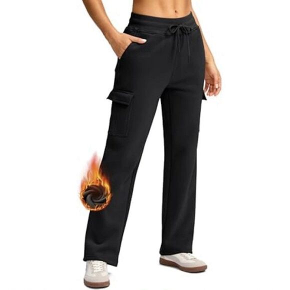 Viodia Cargo Sweatpants for Women Straight Leg Fleece Lined Sweat Pants, XXL - Picture 1 of 7